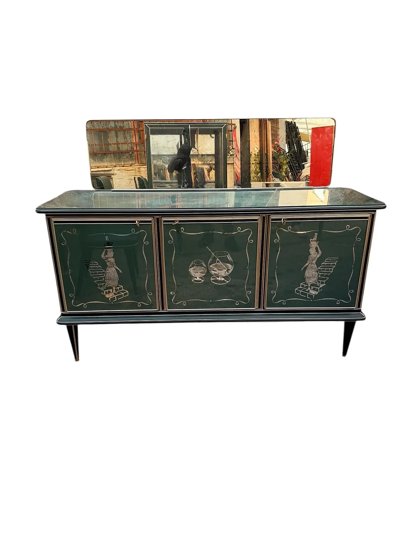 Credenza in legno e vetro di Umberto Mascagni, anni '50 1