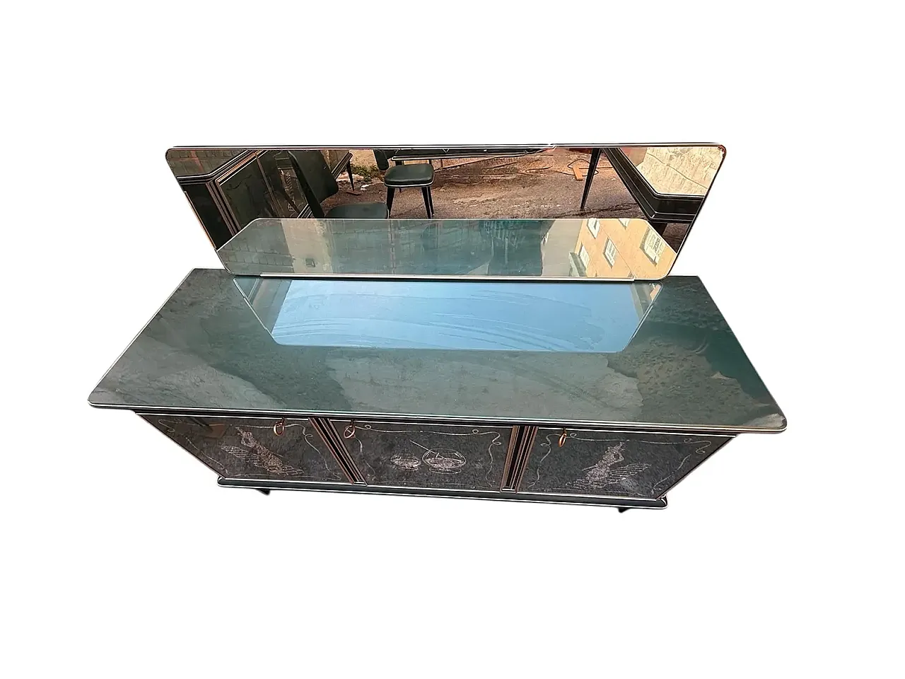 Credenza in legno e vetro di Umberto Mascagni, anni '50 3