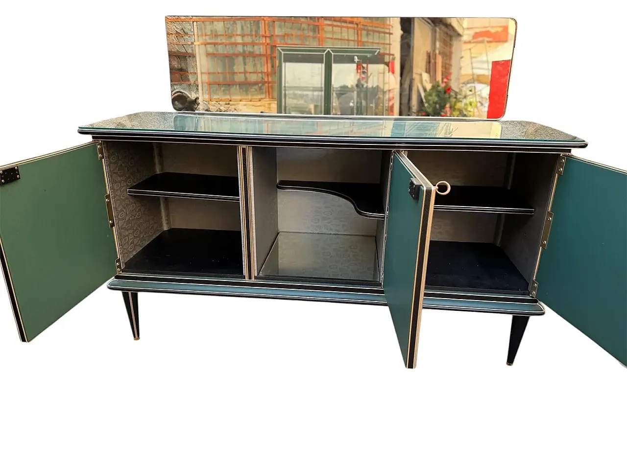 Credenza in legno e vetro di Umberto Mascagni, anni '50 6