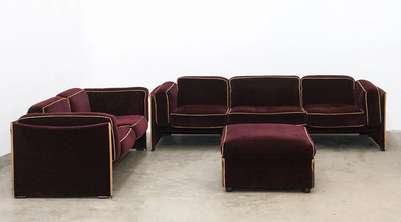 Duc velvet living room set by Mario Bellini for Cassina, 1970s 1