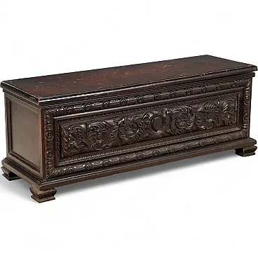 Cassapanca in abete tinto noce, fine '800