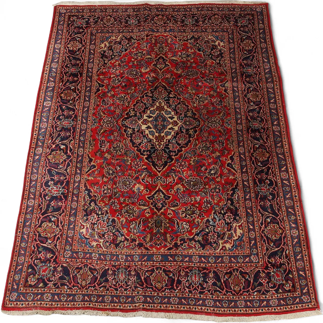 Tappeto Keshan in cotone e lana, nodo grosso, fatto a mano, '900 8