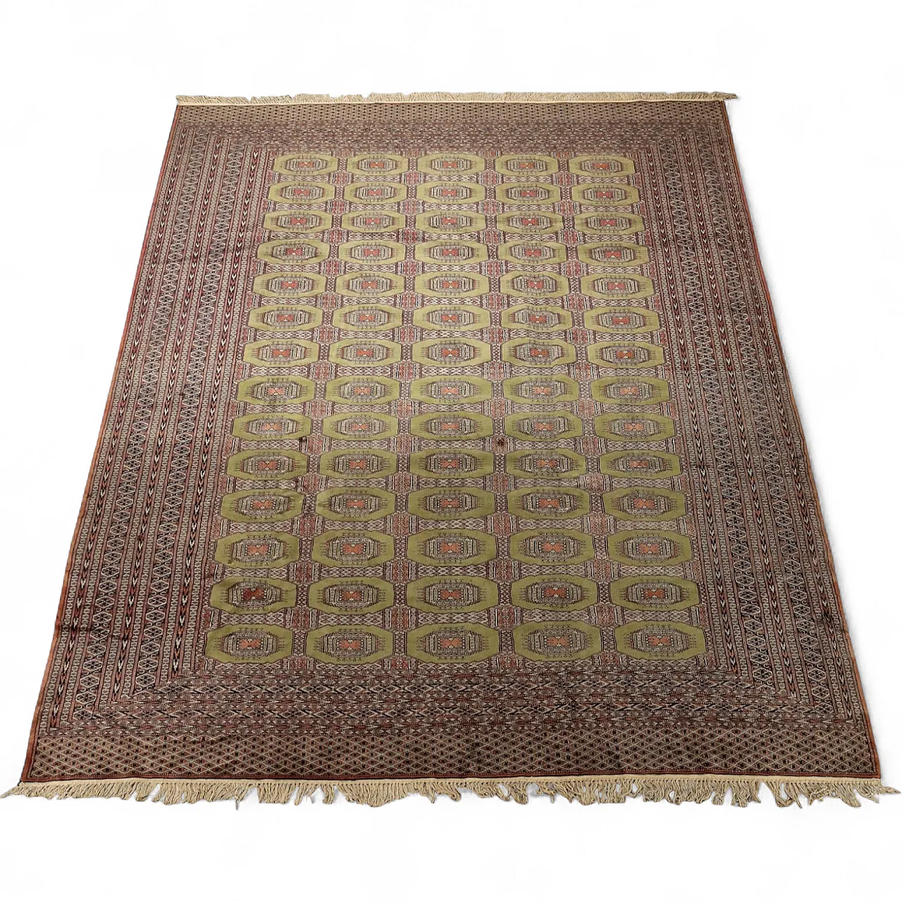 Tappeto Bokhara in cotone e lana, maglia fine, fatto a mano, '900 9