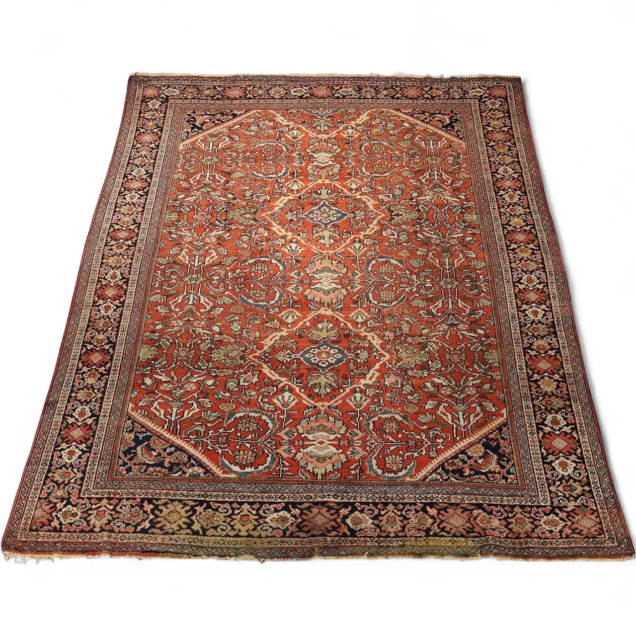 Tappeto Mahall in cotone e lana, nodo grosso, fatto a mano, '900 9