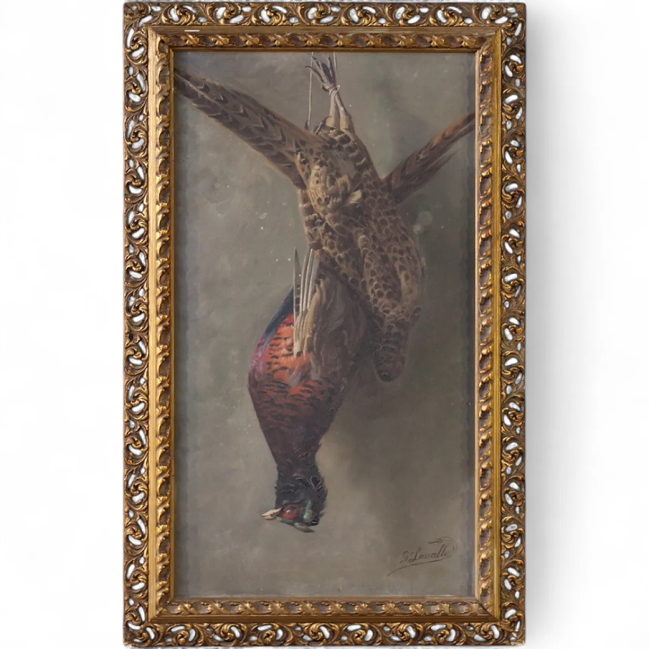 Dipinto firmato natura morta con cacciagione, '900 15