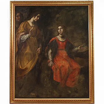 Italian painting Moses saved from the waters,  17th century