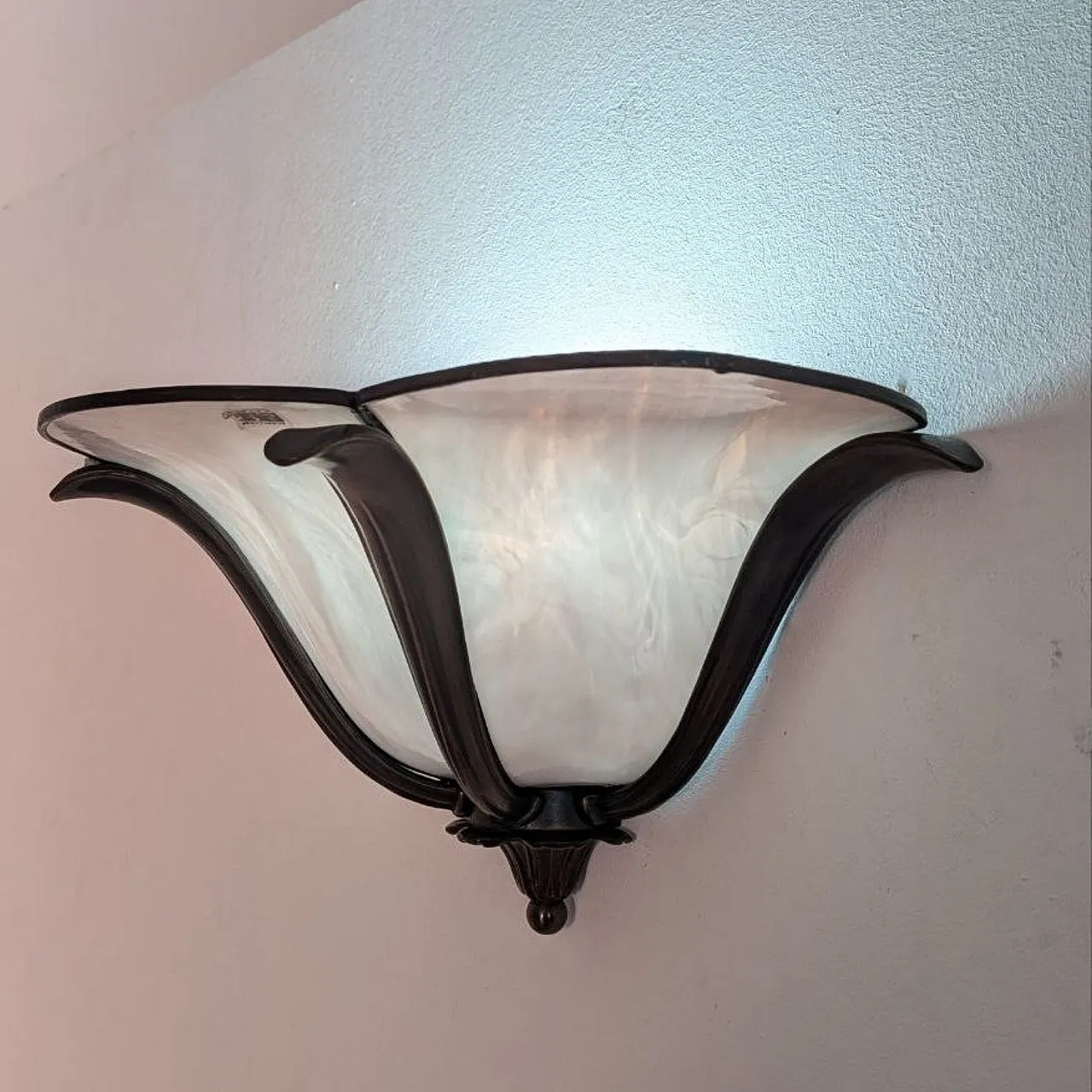 Pair of glass and brass flower sconces by Aureliano Toso, 70s 4