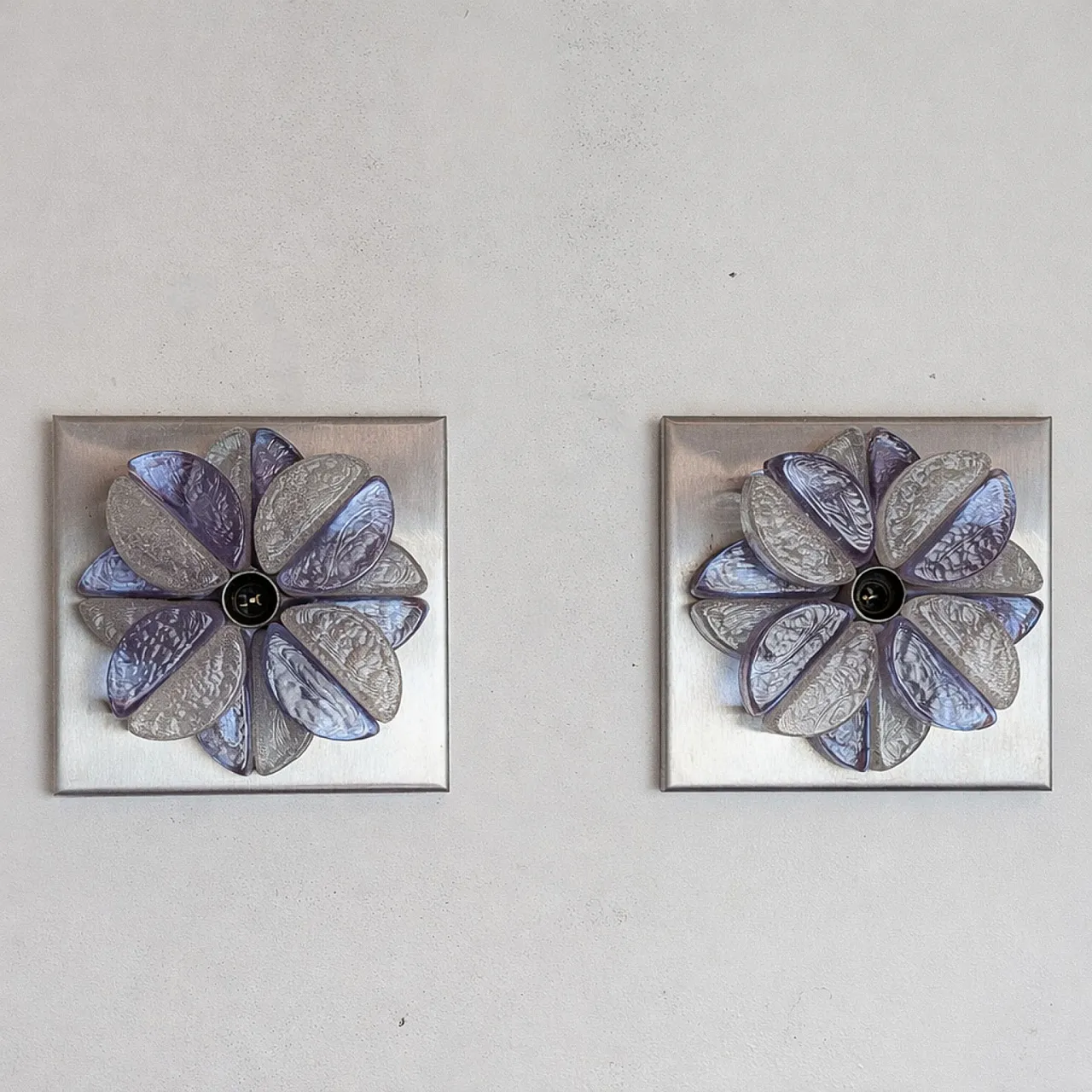 Pair wall lights in Murano glass Albano Poli for Poliarte, 70s 3