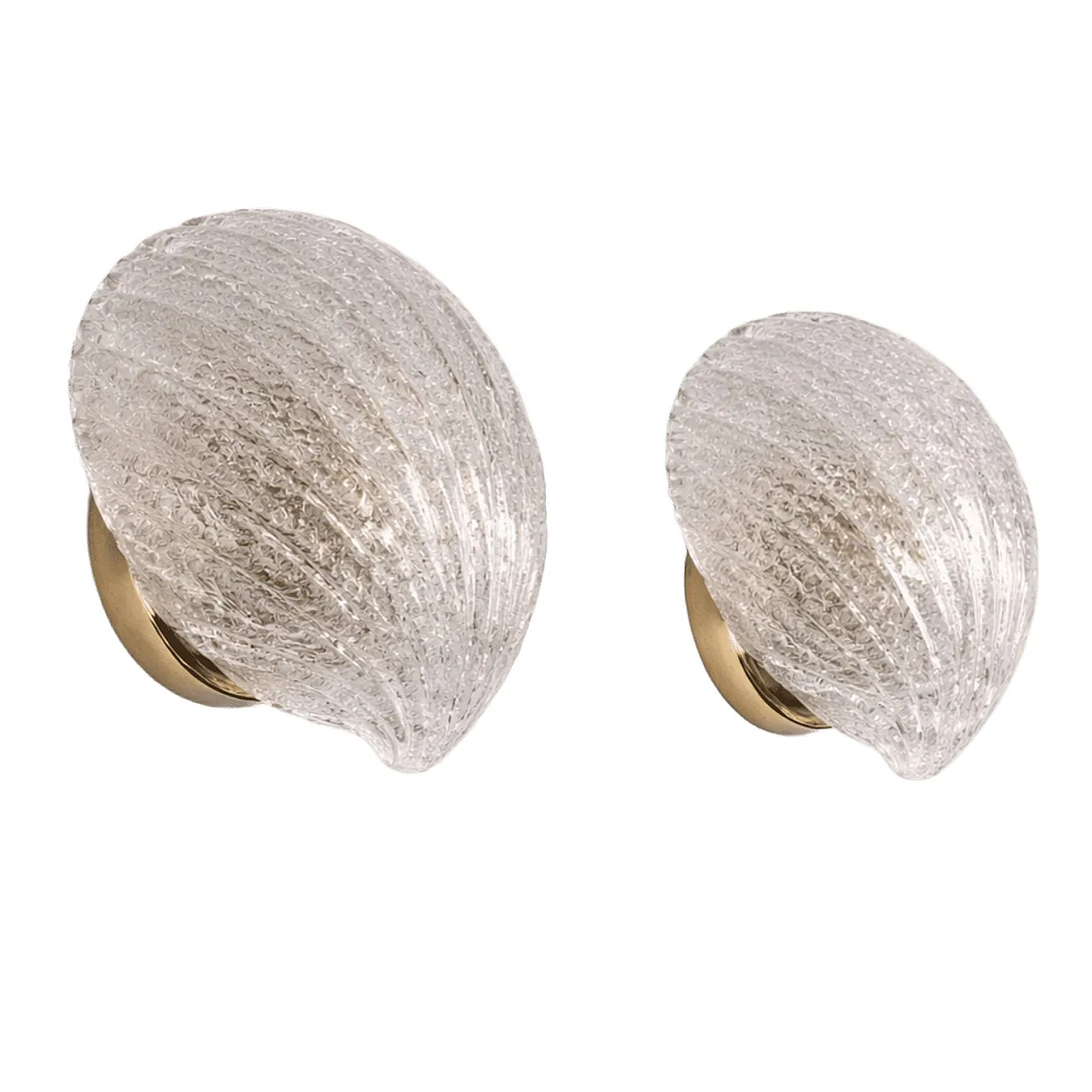 Coppia di applique a foglia di conchiglia Barovier & Toso, anni '90 1
