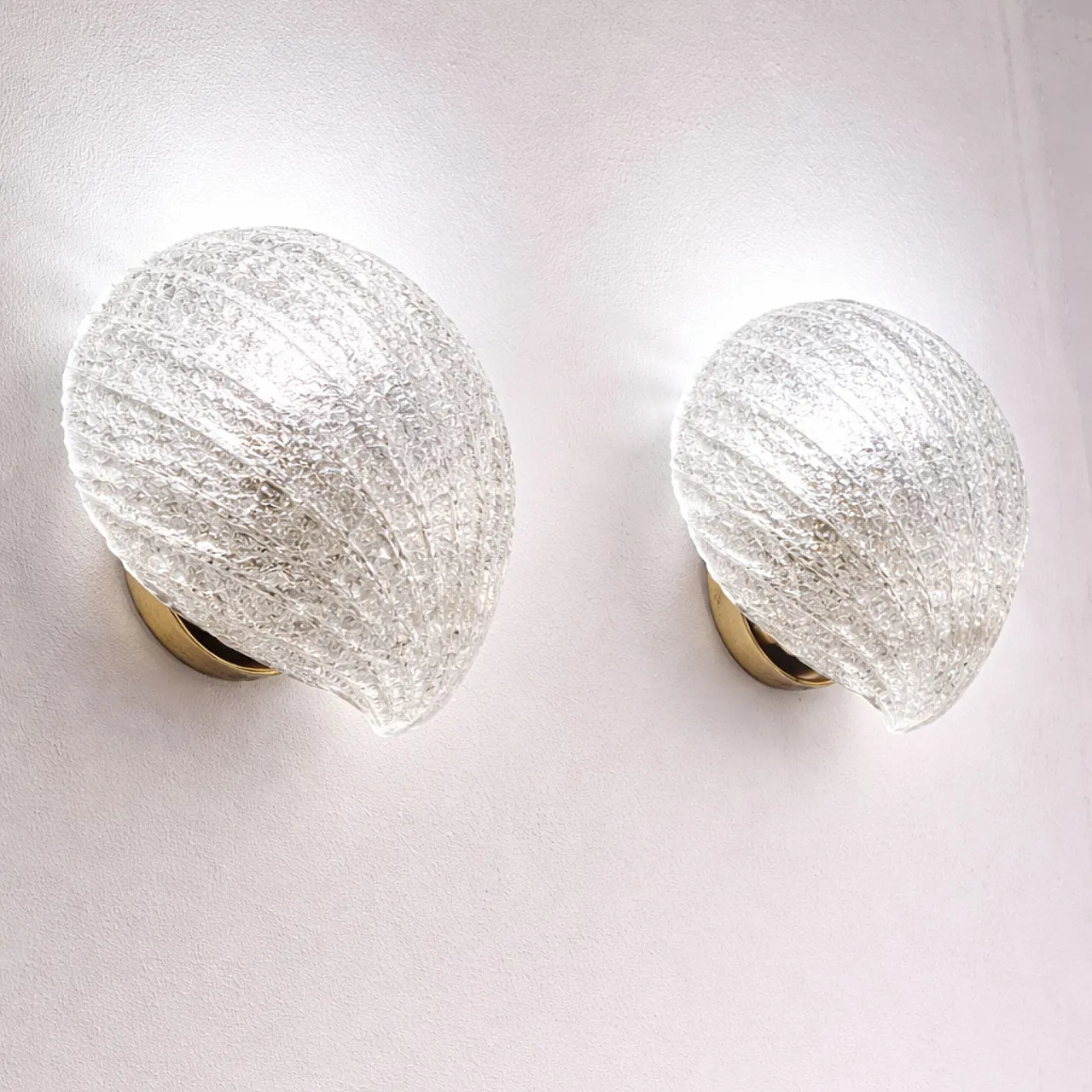 Coppia di applique a foglia di conchiglia Barovier & Toso, anni '90 4