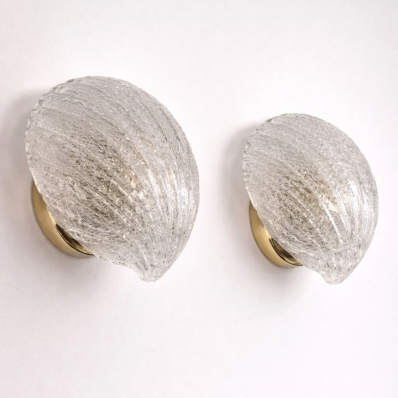 Coppia di applique a foglia di conchiglia Barovier & Toso, anni '90 6