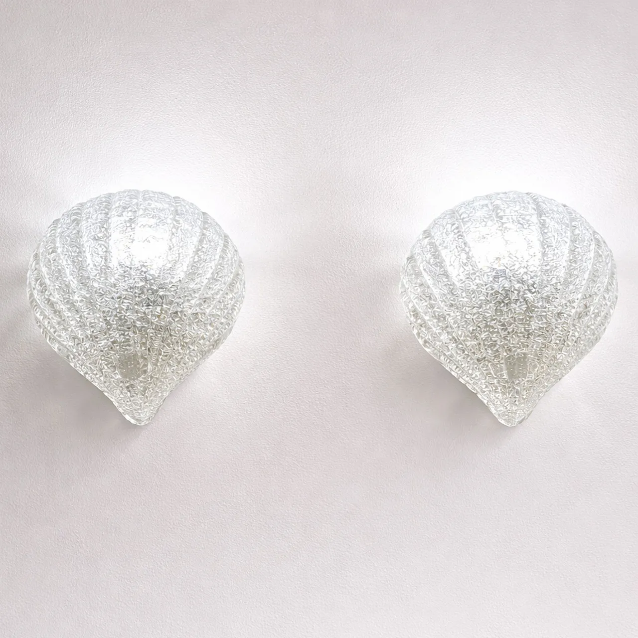 Coppia di applique a foglia di conchiglia Barovier & Toso, anni '90 9