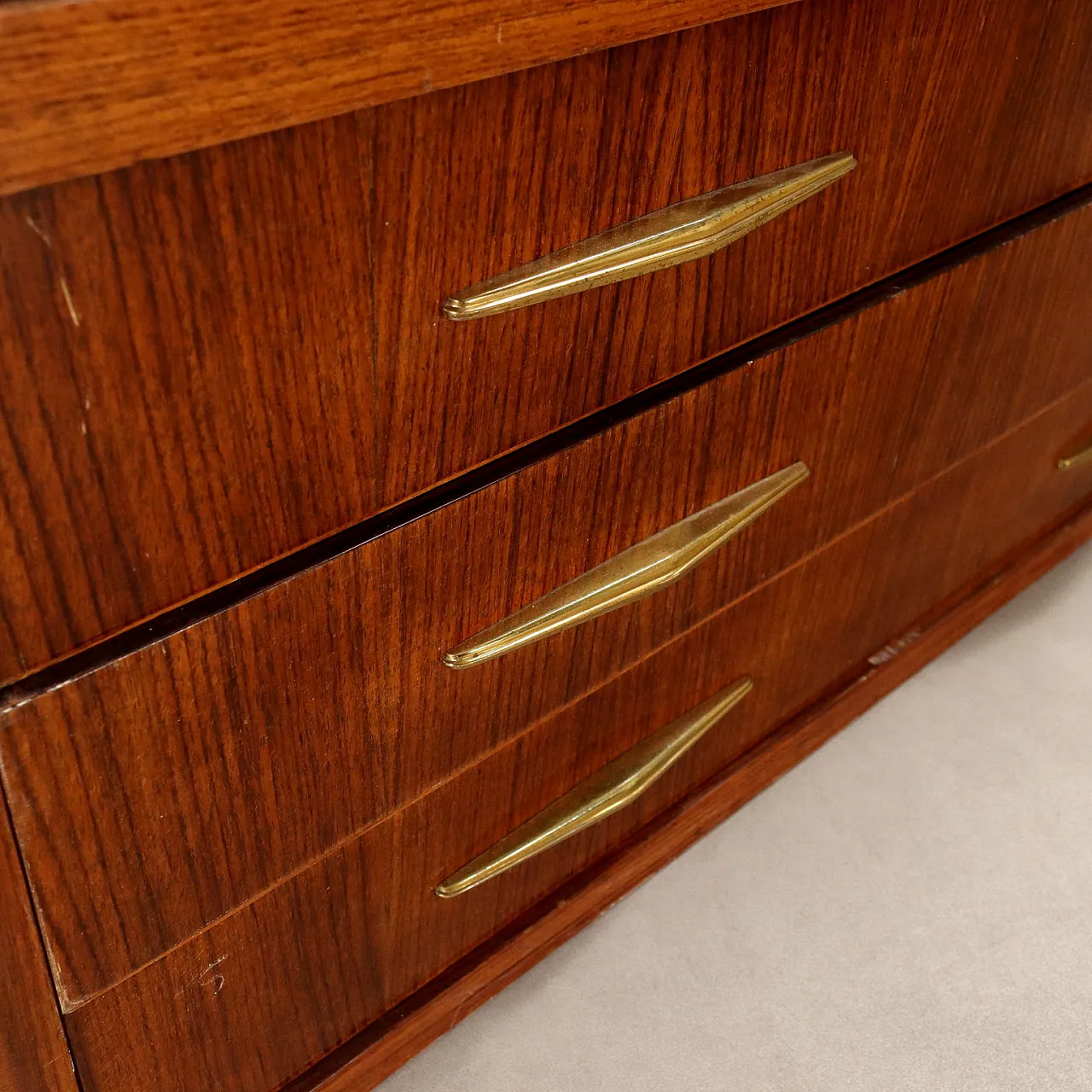 Wall cabinet with exotic wood veneer and brass, 20th century 6
