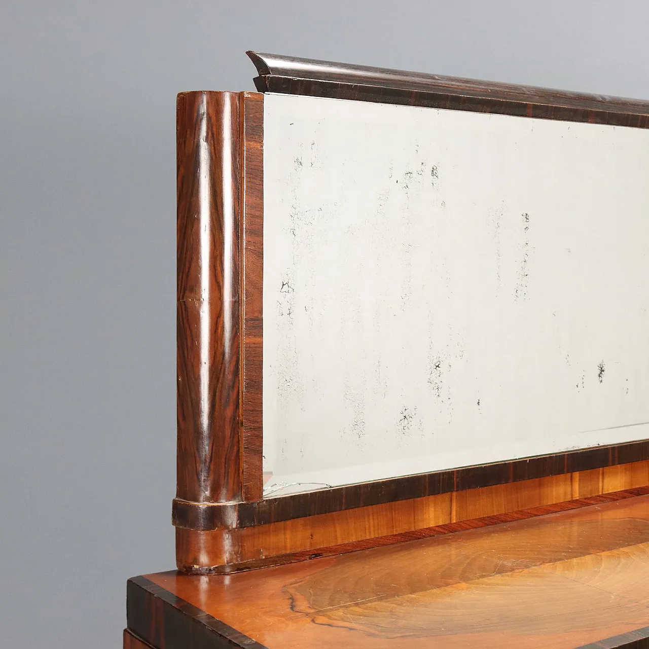 Sideboard in burl wood, exotic wood, and metal handles, 20th century 8