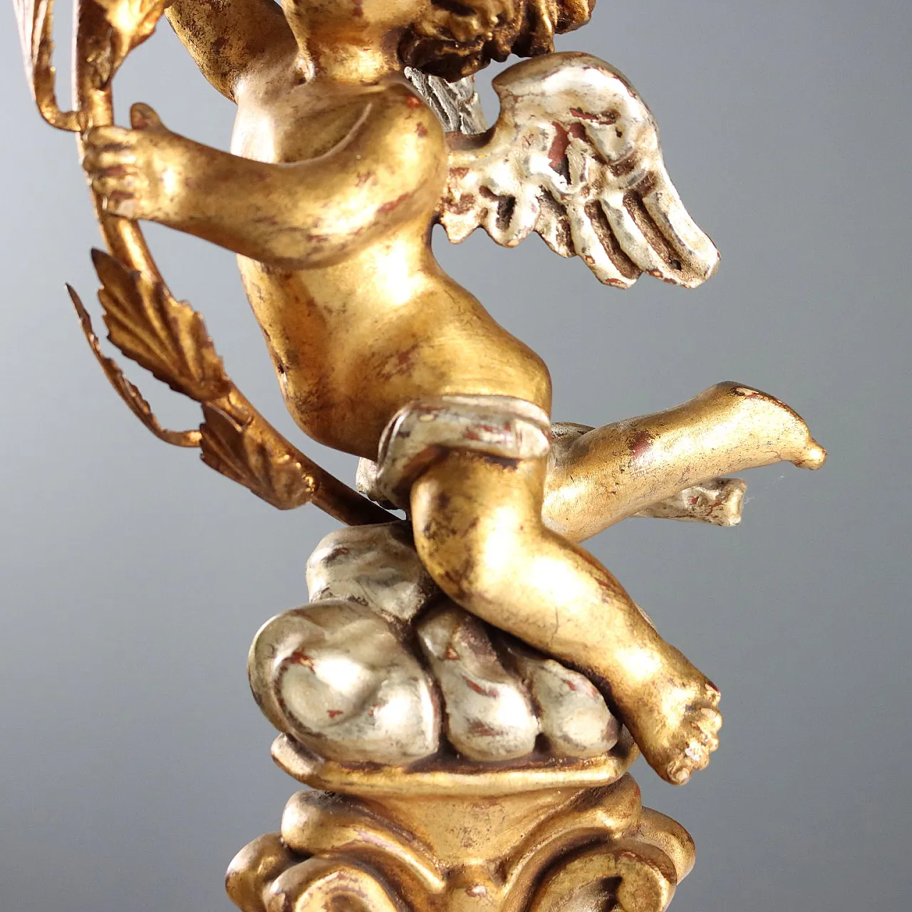 Carved and gilded wooden and iron candelabra, 20th century 5