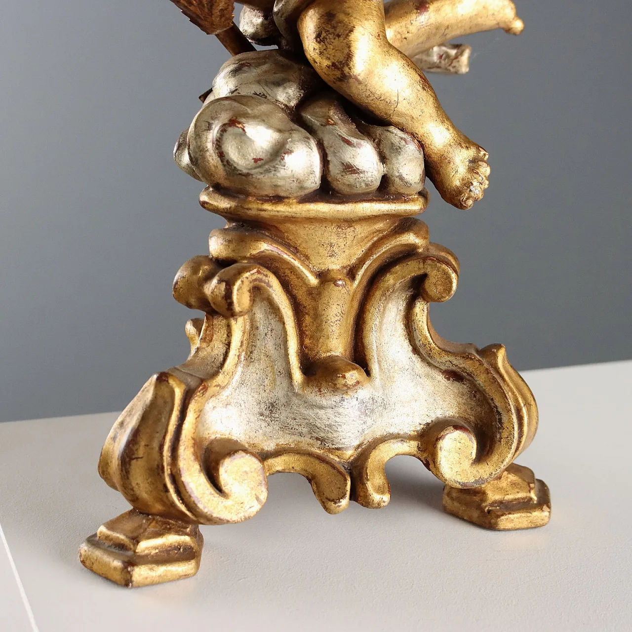 Carved and gilded wooden and iron candelabra, 20th century 6