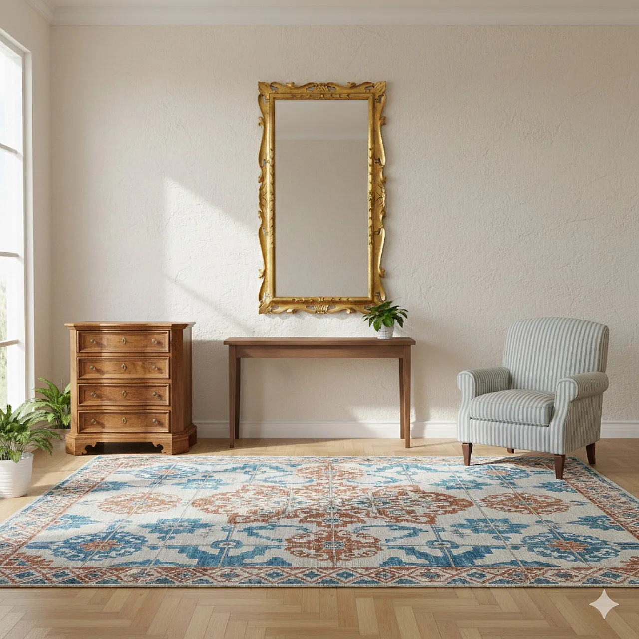 Baroque bedside table in walnut, maple, fir, and bronze, 18th century 2