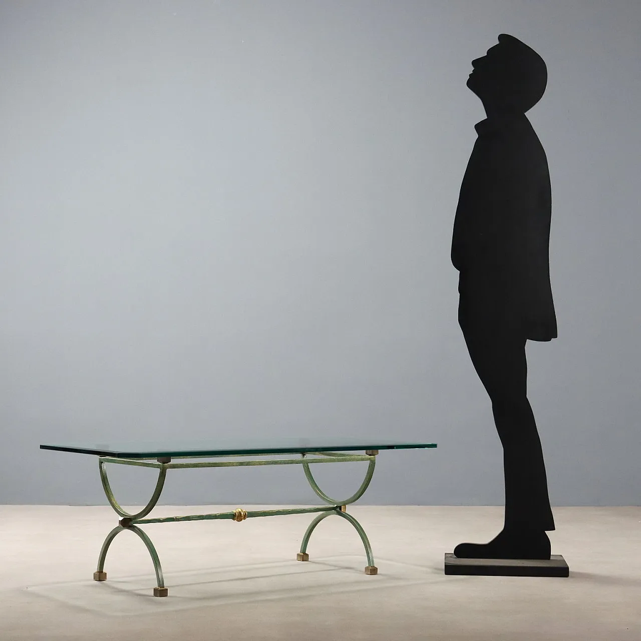 Lacquered metal coffee table with beveled glass top, 20th century 3