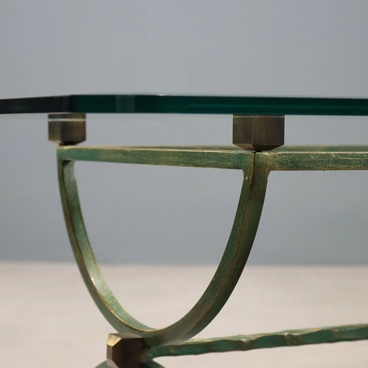 Lacquered metal coffee table with beveled glass top, 20th century 5