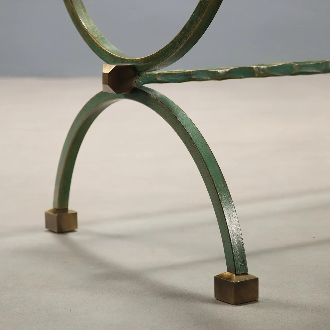 Lacquered metal coffee table with beveled glass top, 20th century 6