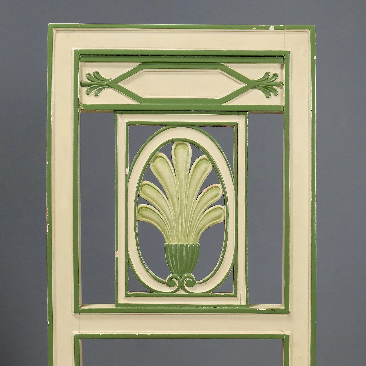 7 Lacquered chairs with perforated backrest & padded seat,20th century 7