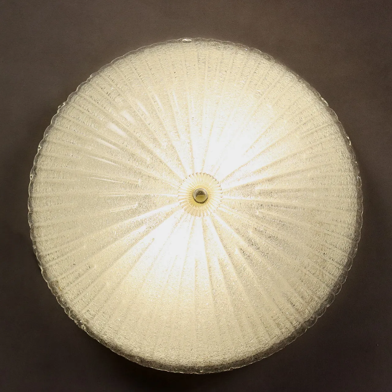 Ceiling lamp with diffuser in worked Murano glass, 20th century 3