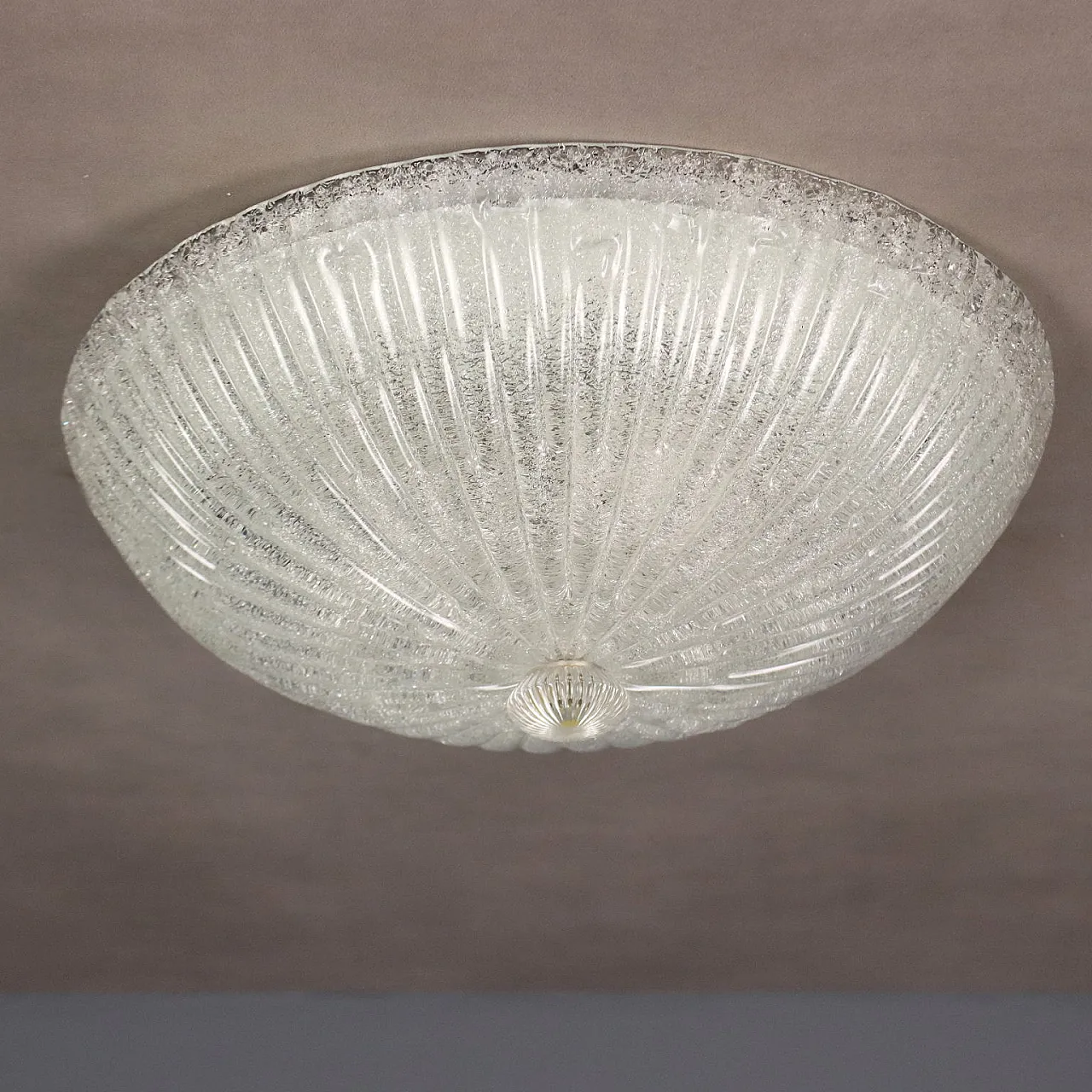 Ceiling lamp with diffuser in worked Murano glass, 20th century 5