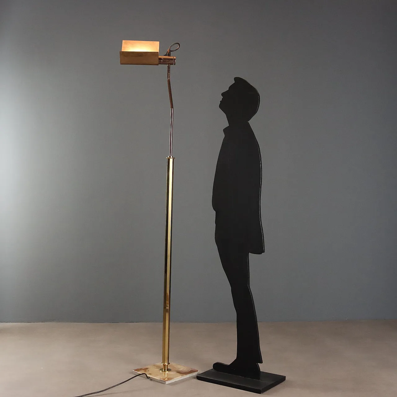 Floor lamp with marble base and brass structure, 20th century 2