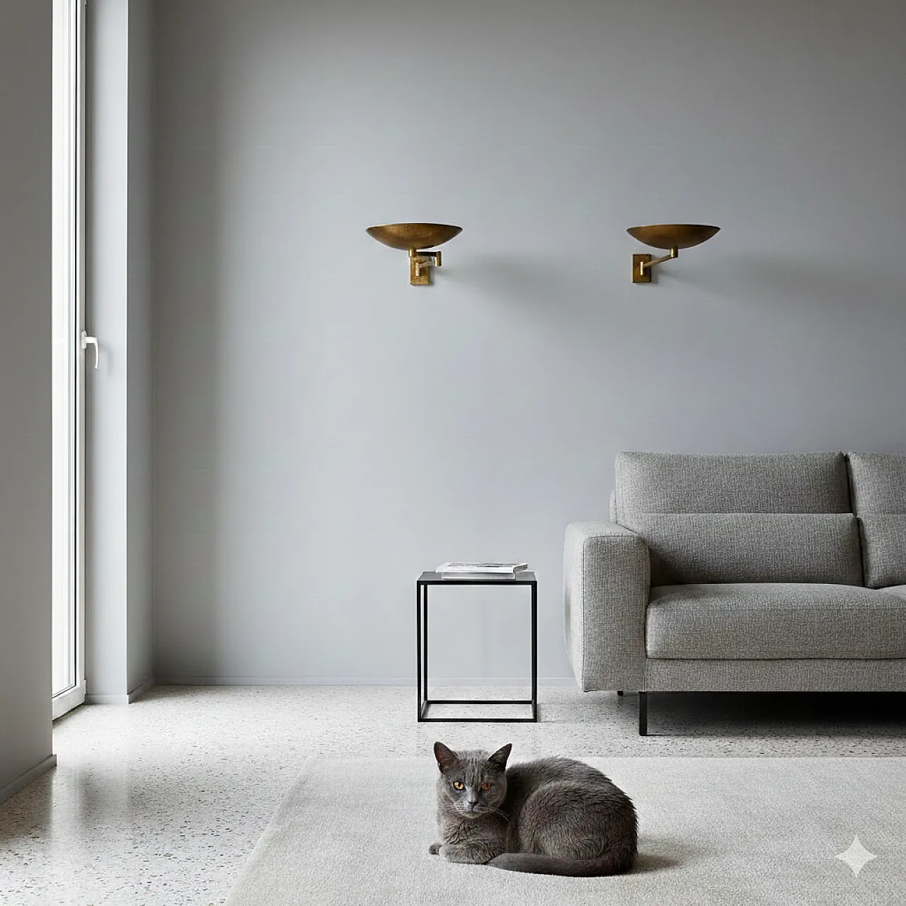 Pair of brass wall lamps with articulated arm, 20th century 2