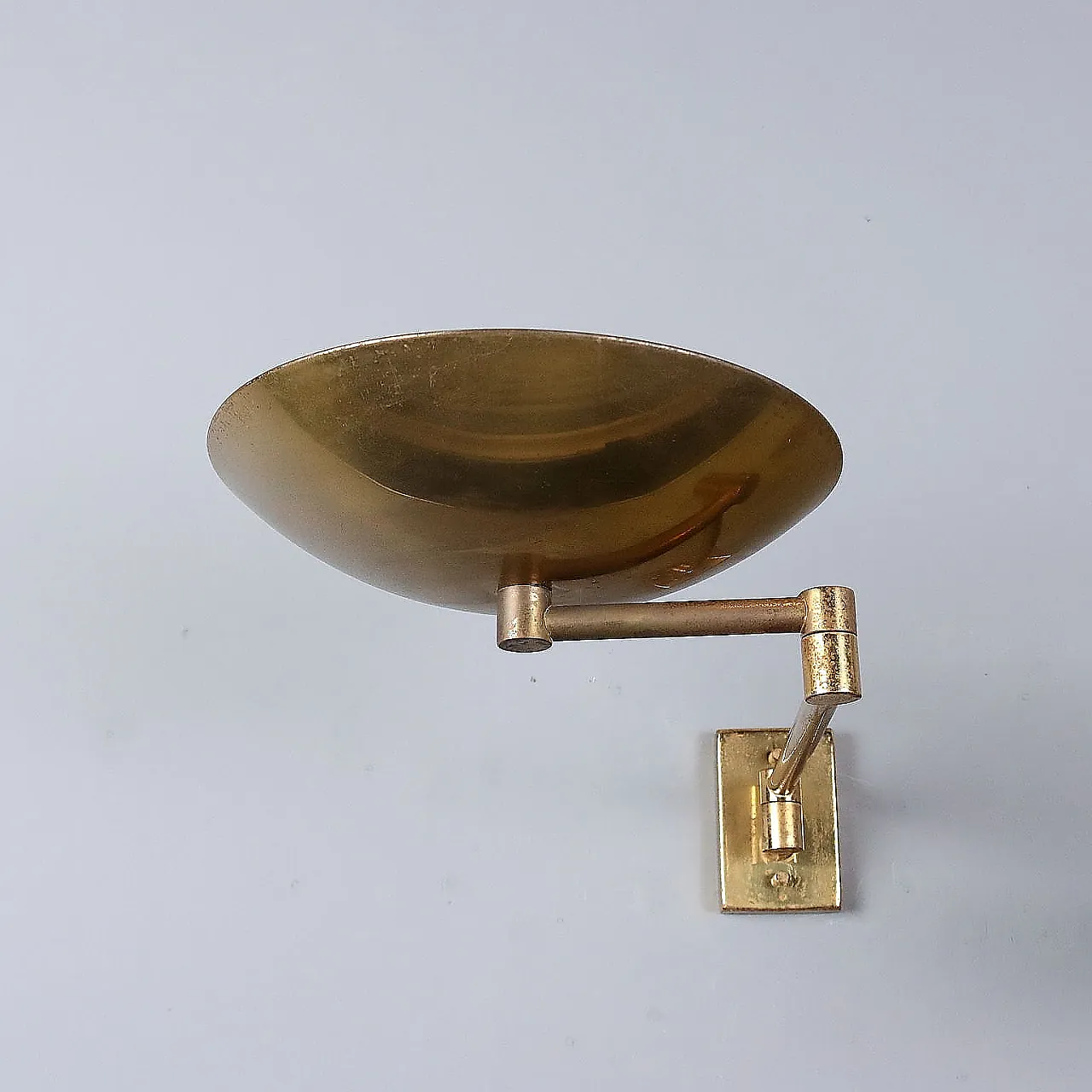 Pair of brass wall lamps with articulated arm, 20th century 5