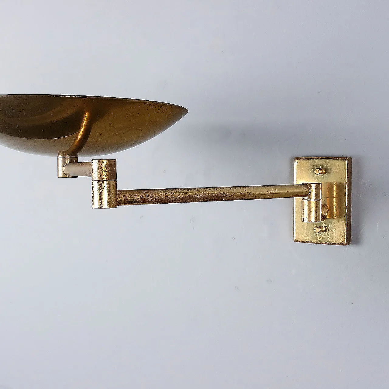Pair of brass wall lamps with articulated arm, 20th century 7