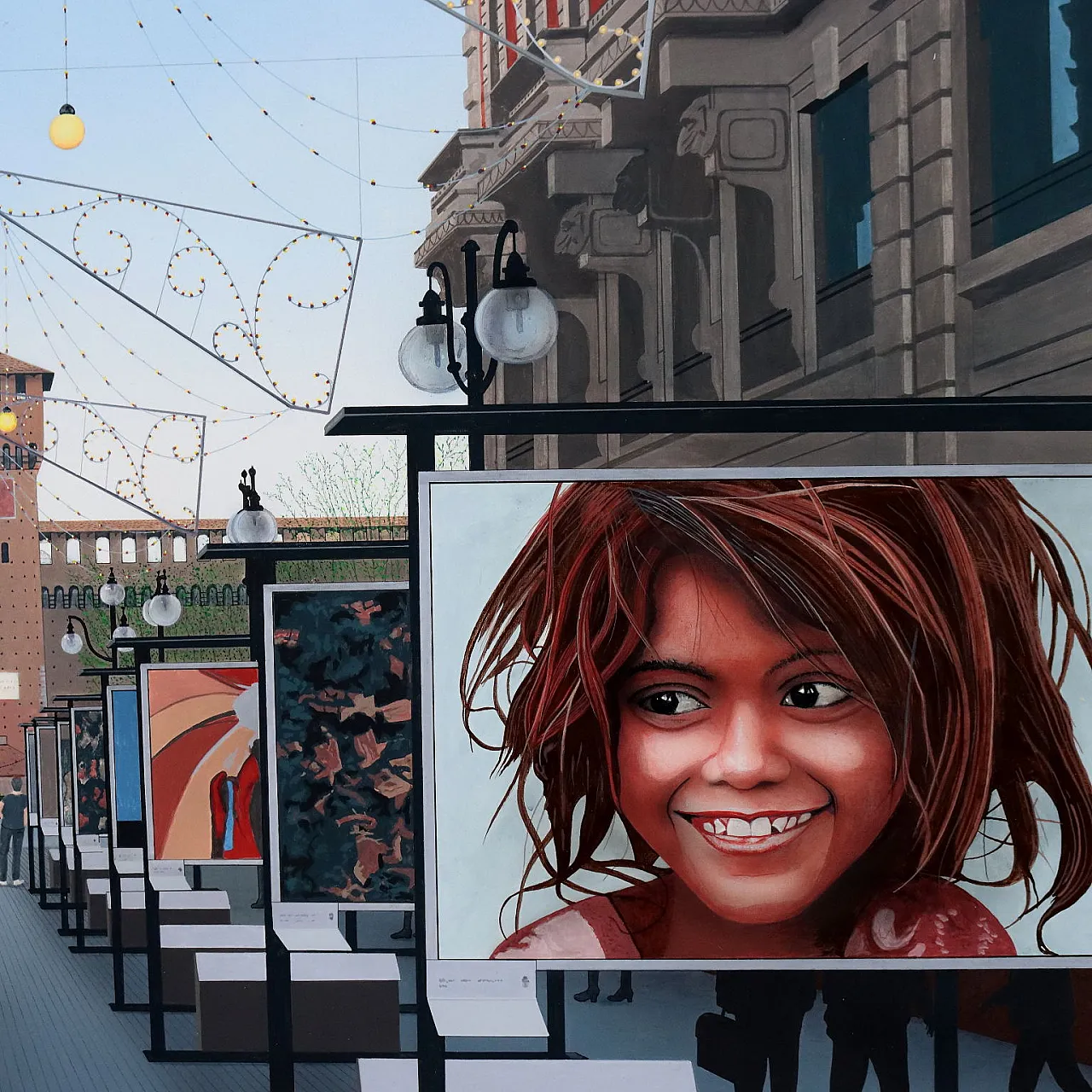 Scorcio di Milano, dipinto olio su tela, '900 5