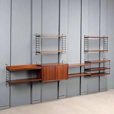 Mobile da parete in impiallacciatura di teak e metallo, '900