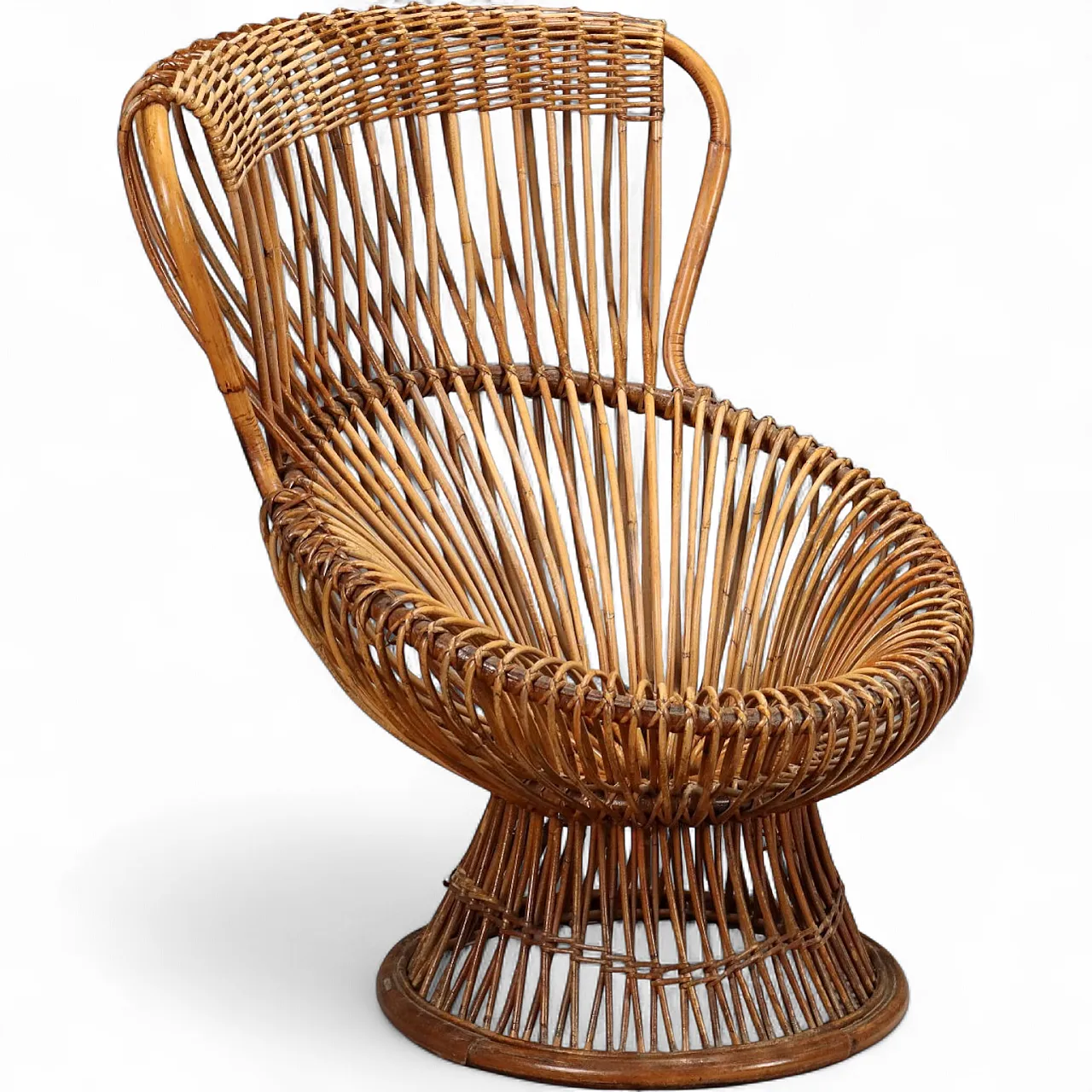 Poltrona in legno e rattan, '900 8