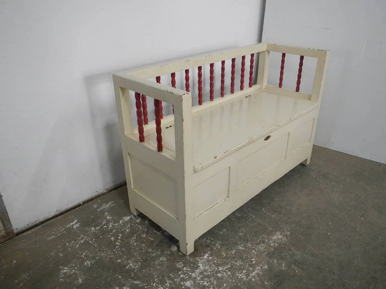 Panca Baule in legno di abete 1950 2