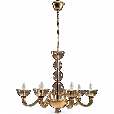 Amber blown glass chandelier, mid-20th century
