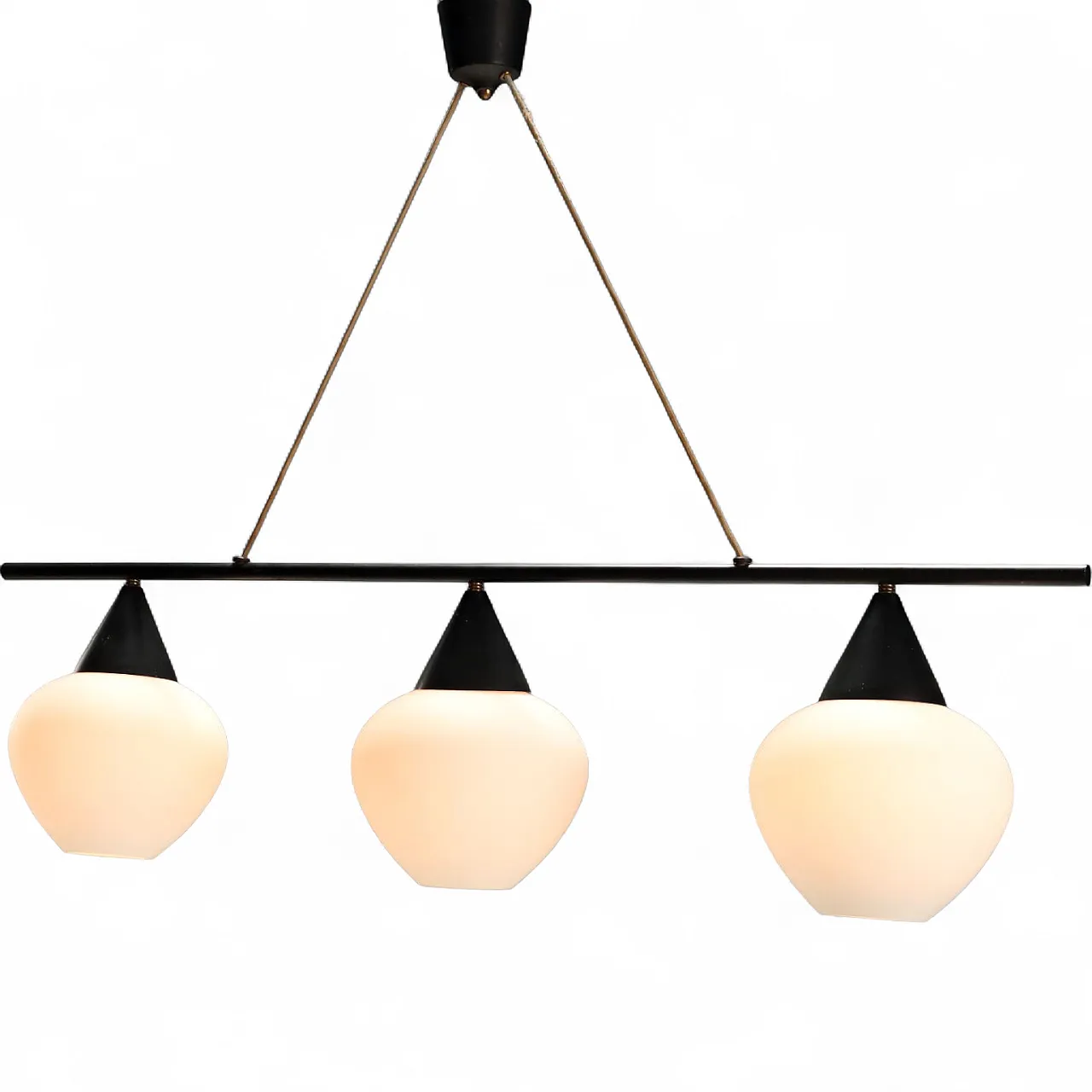 Lacquered metal lamp with opal glass diffusers, 20th century 11