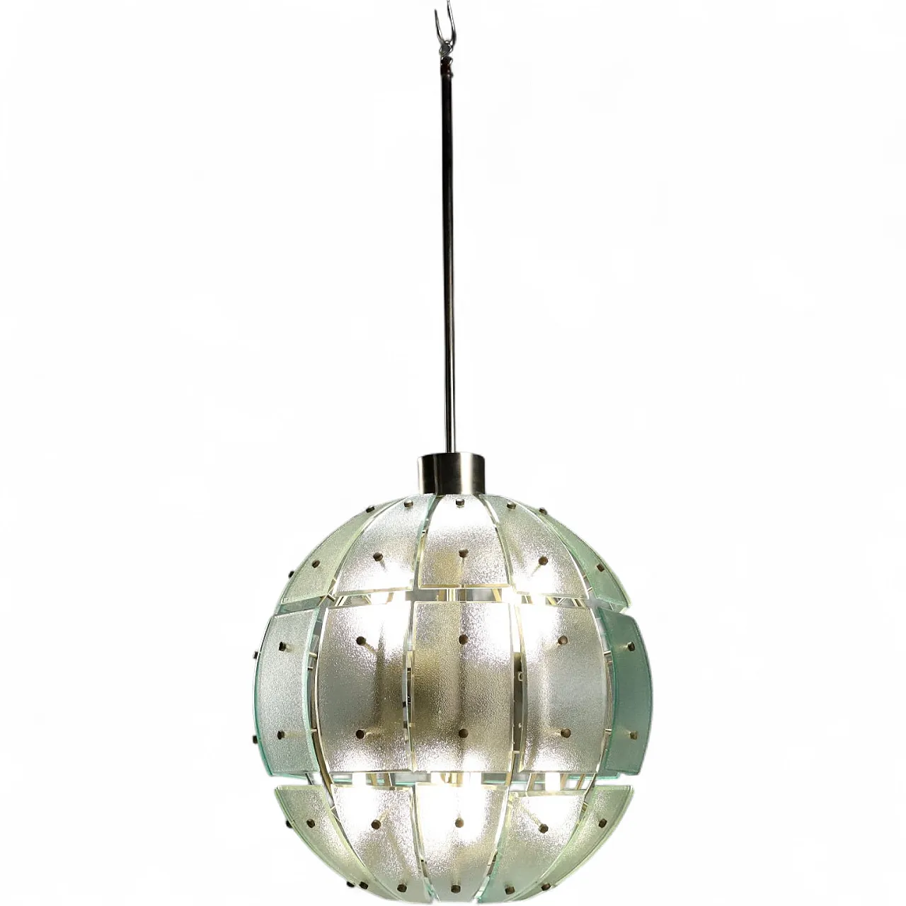 Ceiling lamp with metal frame and glass diffusers, 20th century 11