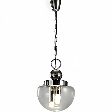 Chrome-plated metal lamp with glass diffuser, 20th century