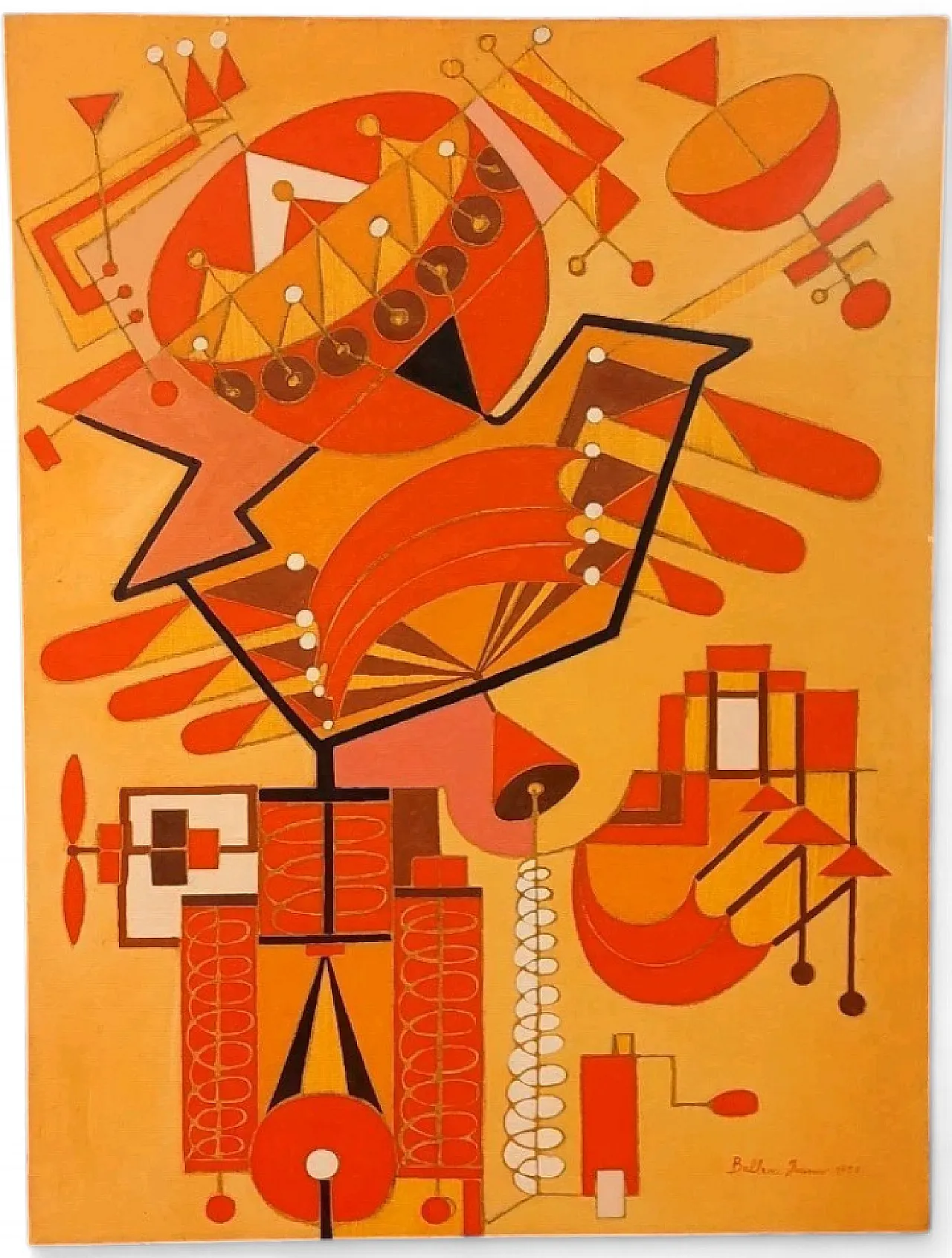 Franco Balleri, dipinto astratto olio su tela, '900 11