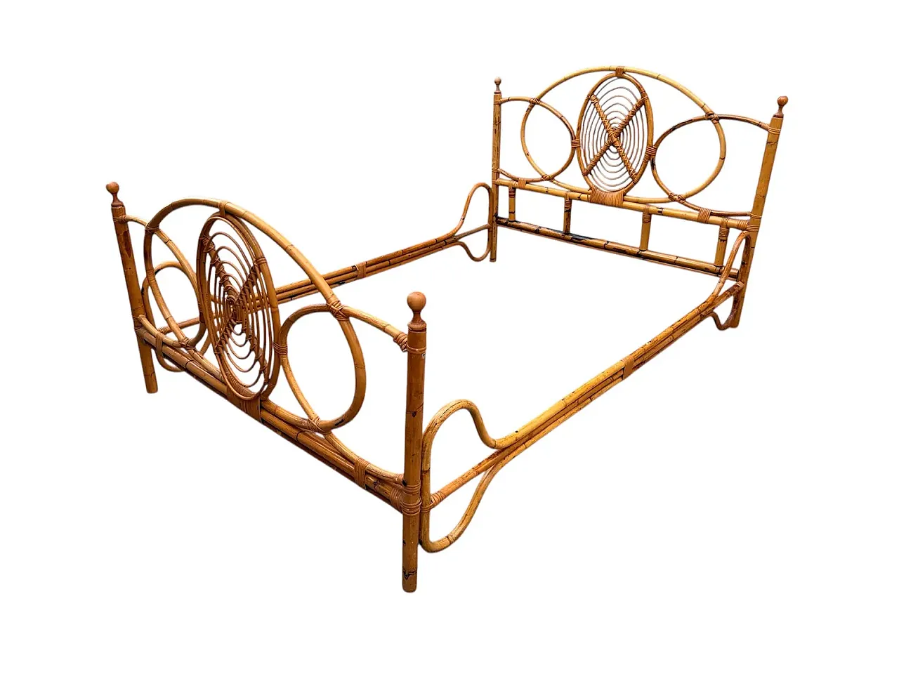 Letto in bambù massiccio, anni '50 2