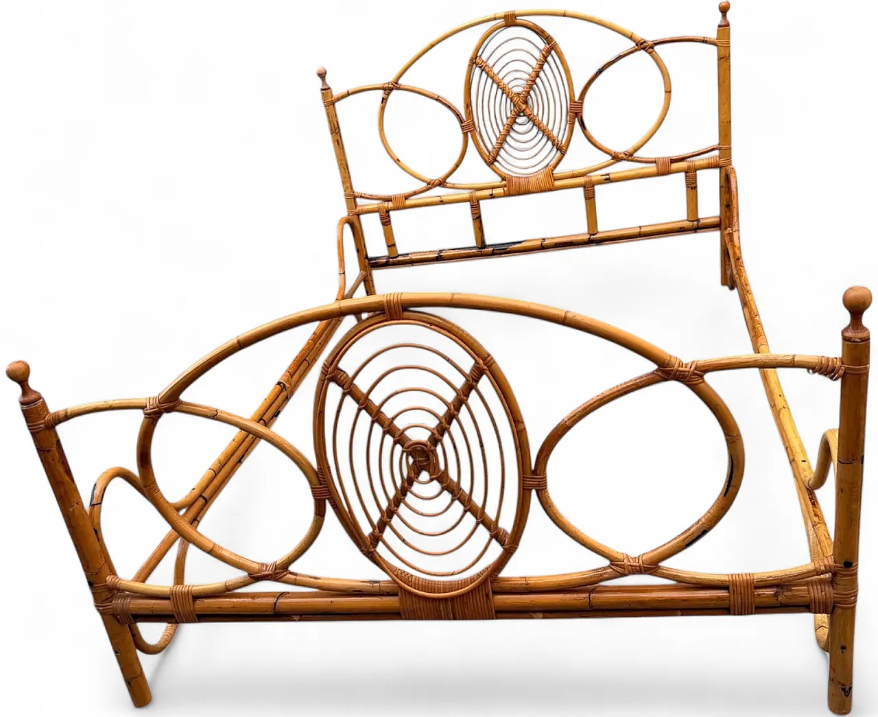 Letto in bambù massiccio, anni '50 12