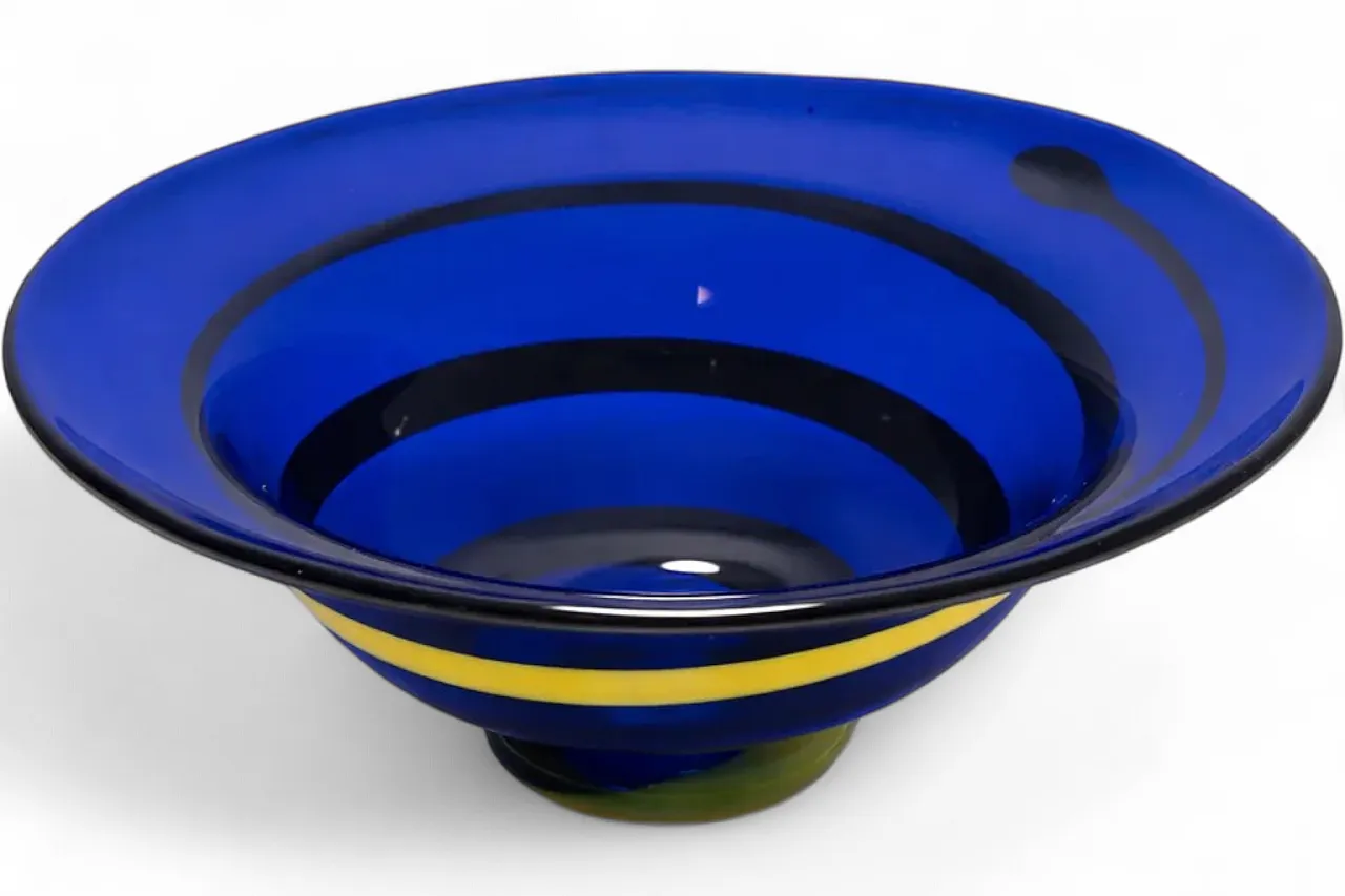 Ciotola in vetro artistico blu, anni '60 5