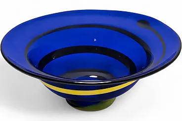 Ciotola in vetro artistico blu, anni '60