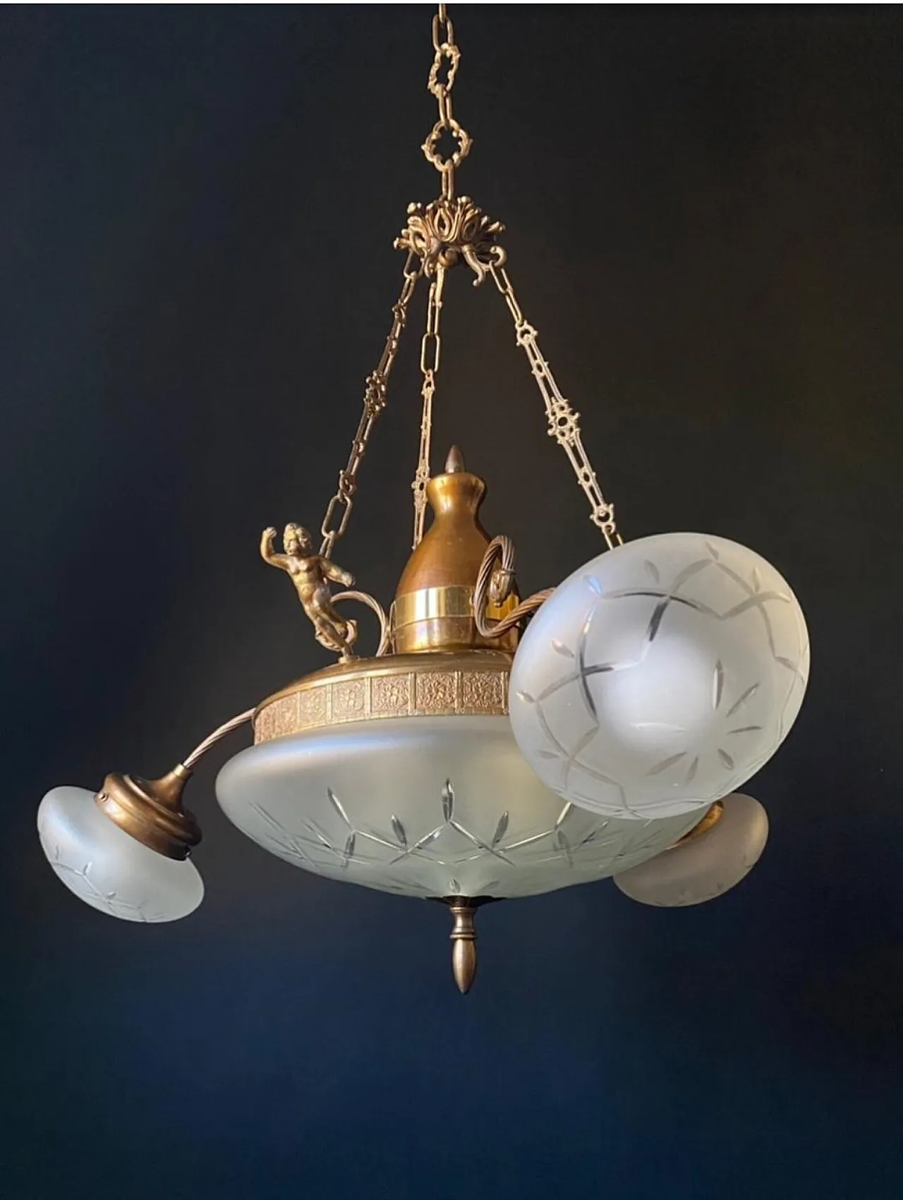 Brass chandelier with Putti, 1960s 1