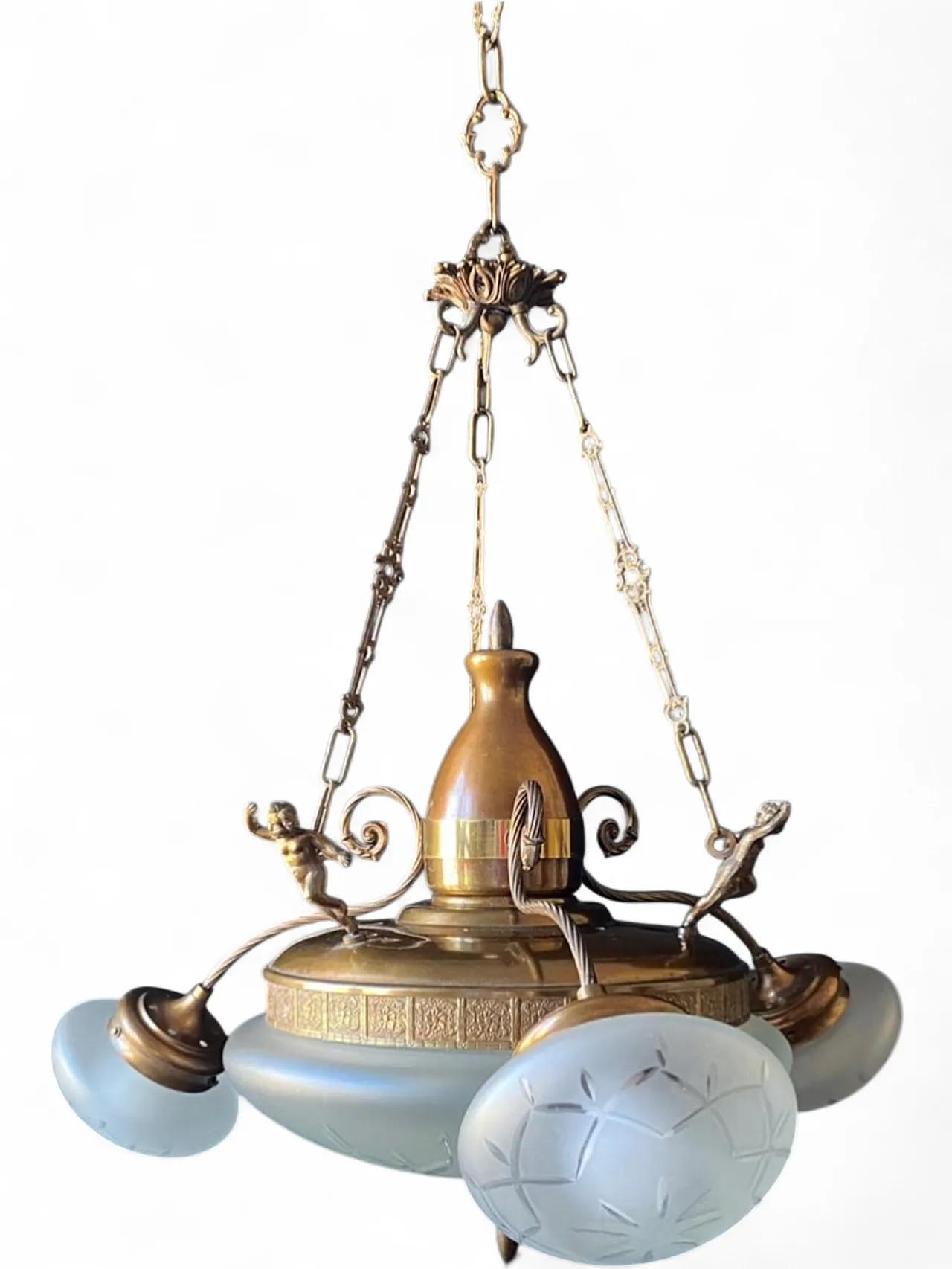 Brass chandelier with Putti, 1960s 9