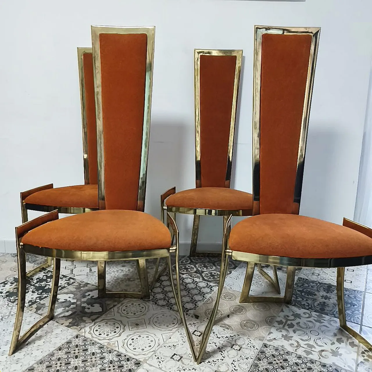 4 Brass chairs by Maison Charles, 70s 1
