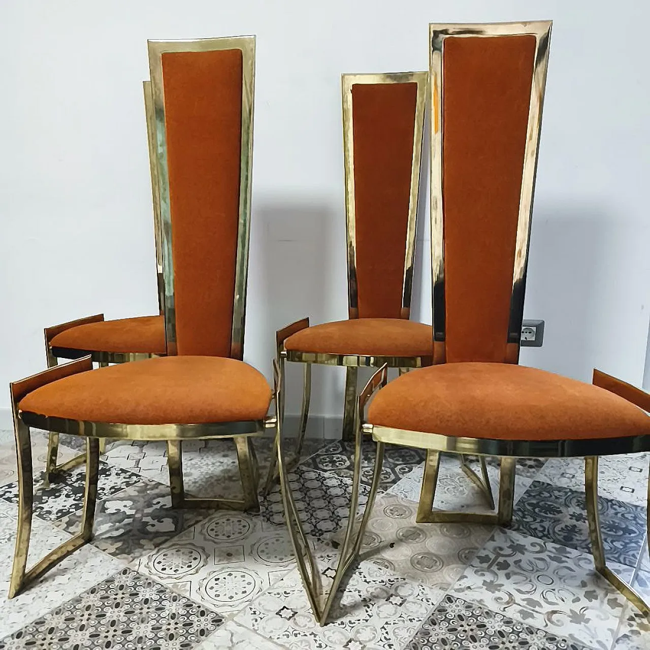 4 Brass chairs by Maison Charles, 70s 2