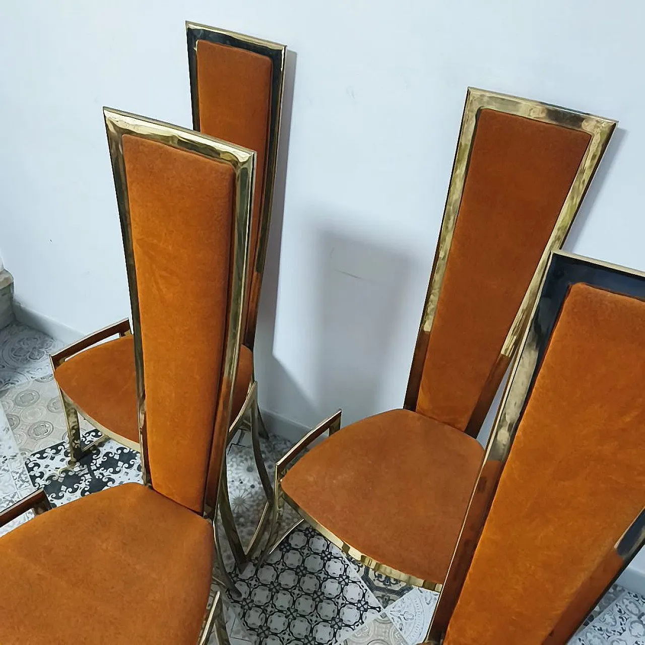 4 Brass chairs by Maison Charles, 70s 3