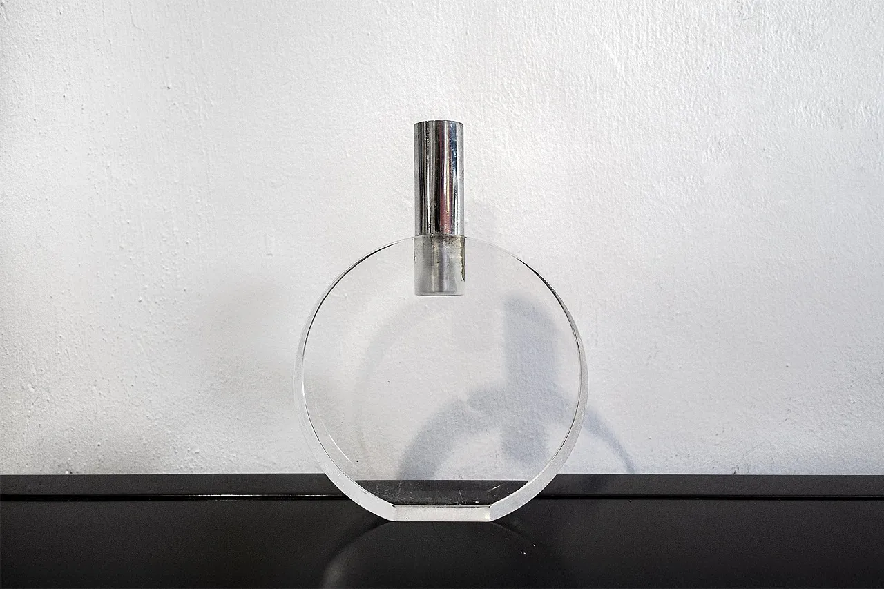 Vase in acrylic glass and stainless steel, 1970s 1